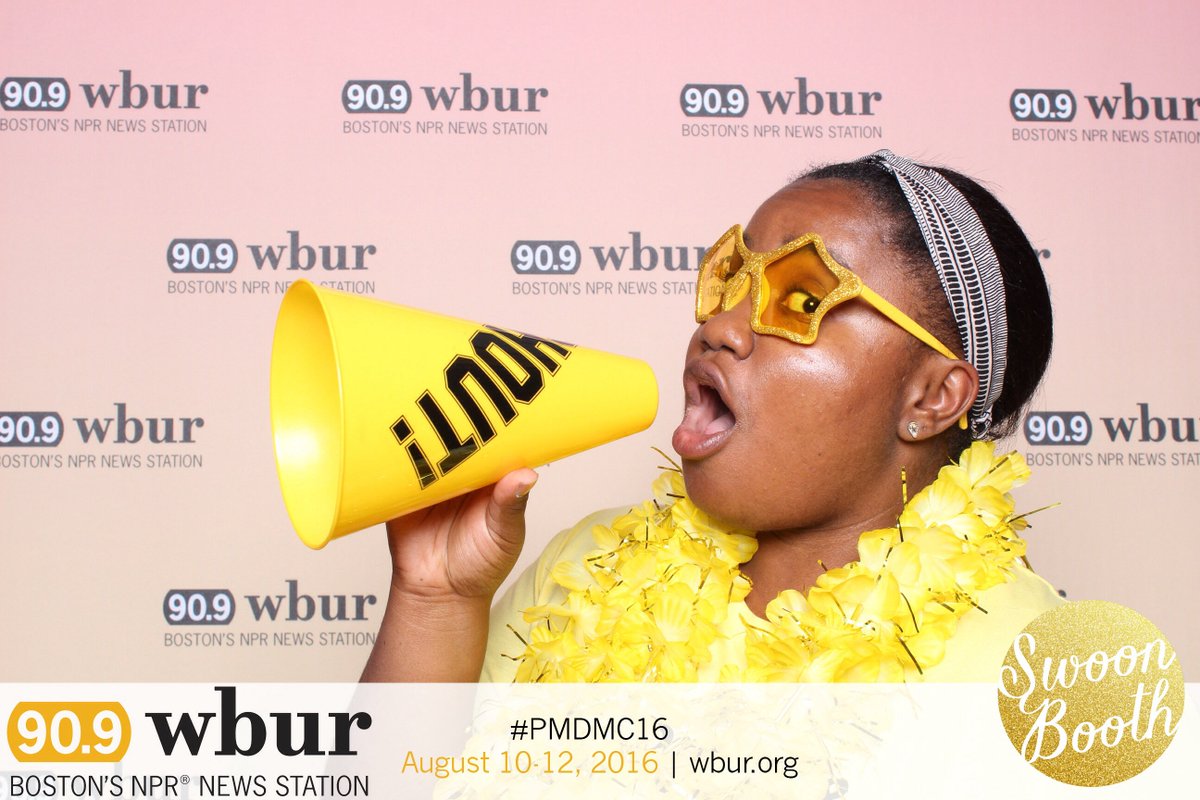 WBURExtra's tweet photo. Attention conference goers! The @WBUR photo booth is open until 2:15 today! Stop by booth #347! #Swoonbooth #PMDMC16 https://t.co/H3hcG8KRpL
