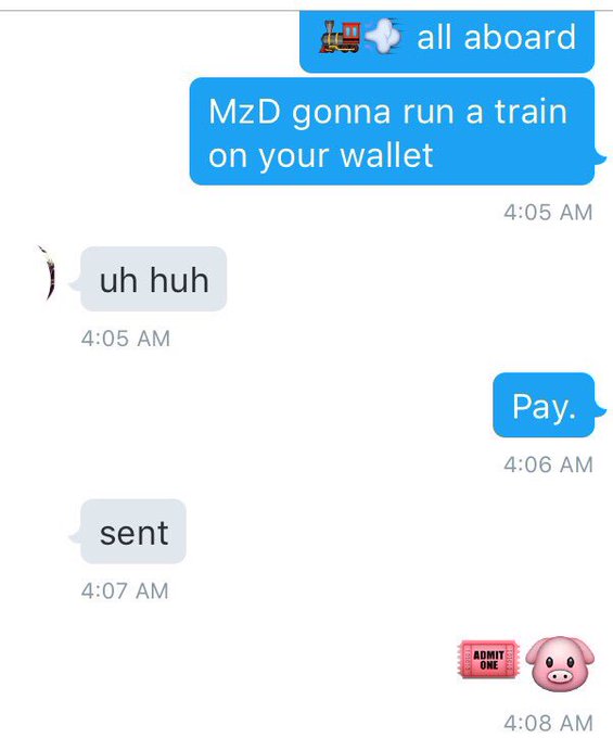 MzD gonna run a train on your wallet. 🚂💨💸  #findom #walletrape https://t.co/3ATwS2k20F<a href="/tag/findom"class="tags">#findom</a><a href="/tag/walletrape"class="tags"><span>#walletrape</span></a>