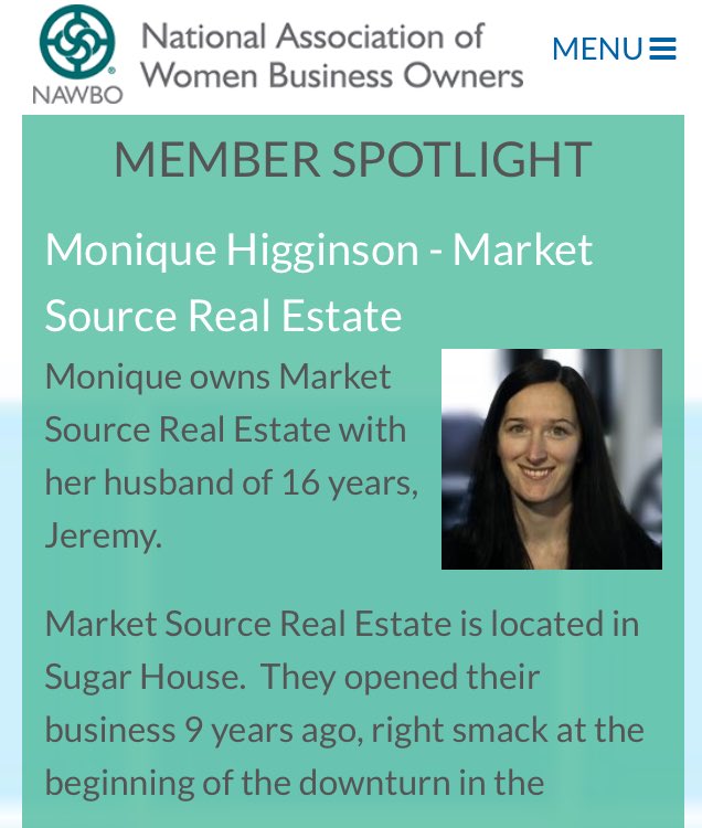 NAWBOSLC's tweet photo. MEMBER SPOTLIGHT: Monique Higginson  @MarketSourceRE #nawbo #memberspotlight #wbo https://t.co/U5cPBLfmoM https://t.co/aHJzutawkW