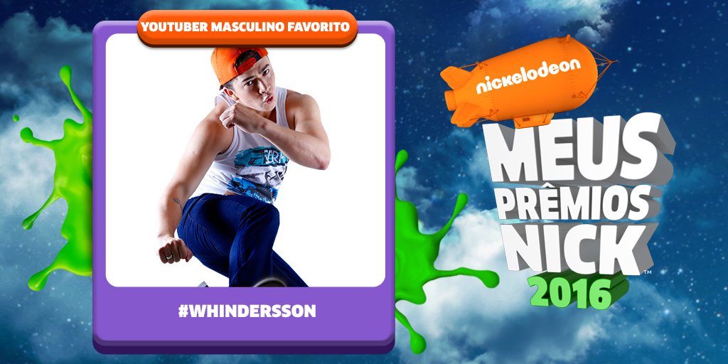NickelodeonBR's tweet photo. Vote agora mesmo no seu Youtuber Favorito! Para apoiar #Whindersson no #MPN basta dar RT neste tweet! @whindersson https://t.co/oWrJLfdyQU