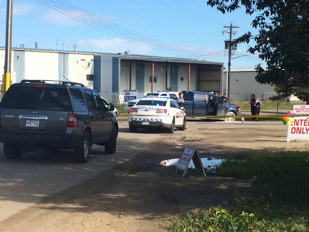 FrazerSNo's tweet photo. #reddeer RCMP on scene of a stolen vehicle crash. Witnesses say they heard gunshots during possible police chase. https://t.co/uRNFdtzv0p