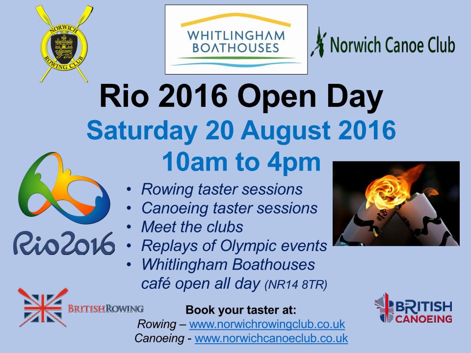Inspired by #rowing and #canoeing #Rio2016 success - try it at <a href="/NorwichRC/">NorwichRowingClub</a> and <a href="/NORCanoeClub/">Norwich Canoe Club</a> 20 August <a href="/BritishRowing/">British Rowing</a>