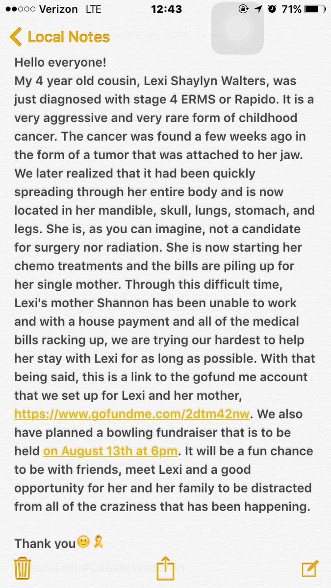 alexlaruexo's tweet image. #TeamLexi#CancerWontWin

Please come out this Saturday and support my cousin Lexi's fight against cancer🎗