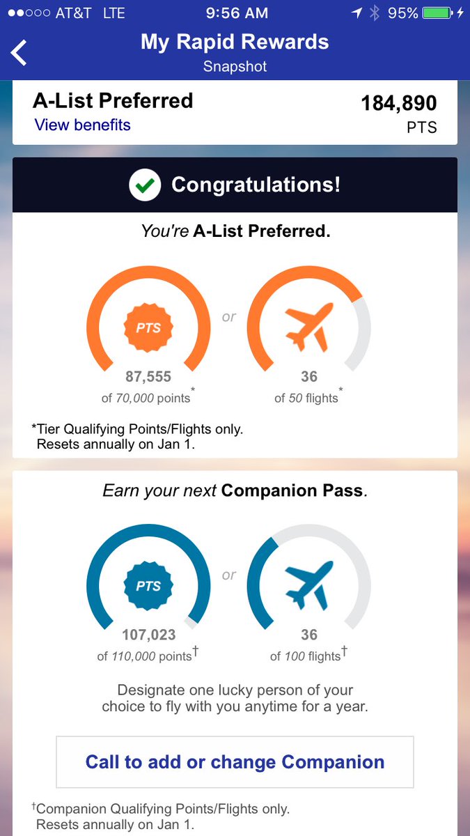 I'll be earning my companion pass for all of 2017 after my flight today on <a href="/SouthwestAir/">Southwest Airlines</a>.  #workhard #bringsomebody