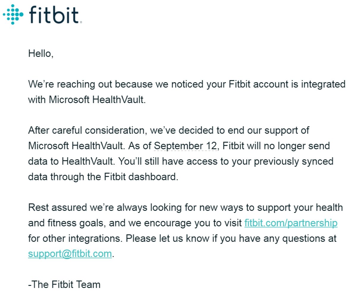 stenodinson's tweet photo. @fitbit why did U stop connection to @Microsoft HealthVault? @wired @TechCrunch @wareable @PMLiVEcom @modrnhealthcr https://t.co/FlcMnAF9jB