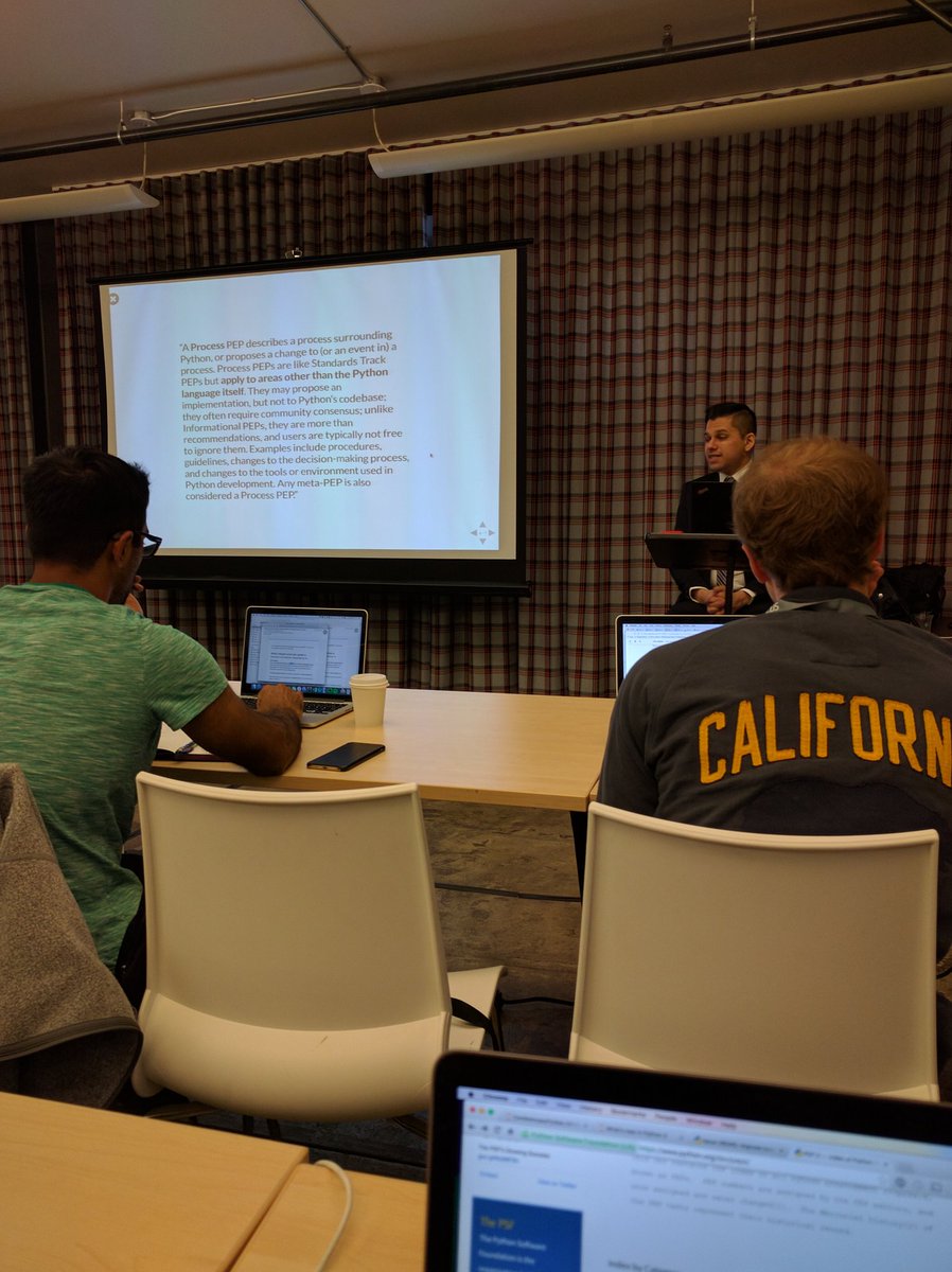 D_J_Wilson's tweet image. Great opening tutorial by @dontusethiscode on what's new in Python 3.5/6! #pydatasf @PyData