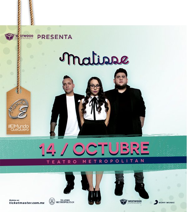 MundoE_Oficial's tweet photo. Mañana sale la dinámica para ganar boletos para que vean a @Matisse_Mx en @TMetropolitanMx https://t.co/AJUNxk6lVy