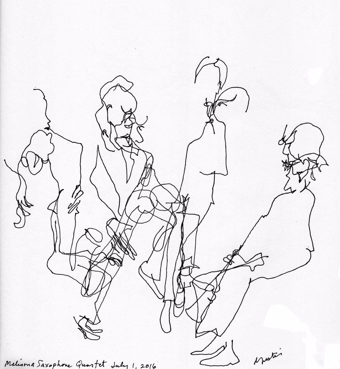 DavidCristobalL's tweet photo. Who is who?
Nice drawing of @MelismaSax4tet playing in Mexico! #melismaontour https://t.co/7kivYrj5HG