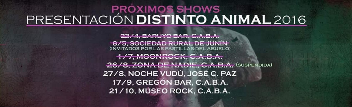 Actualizamos grilla de shows. Se suspendió Tierra de Nadie el 26/8, asi que el próximo es en José C. Paz!!.