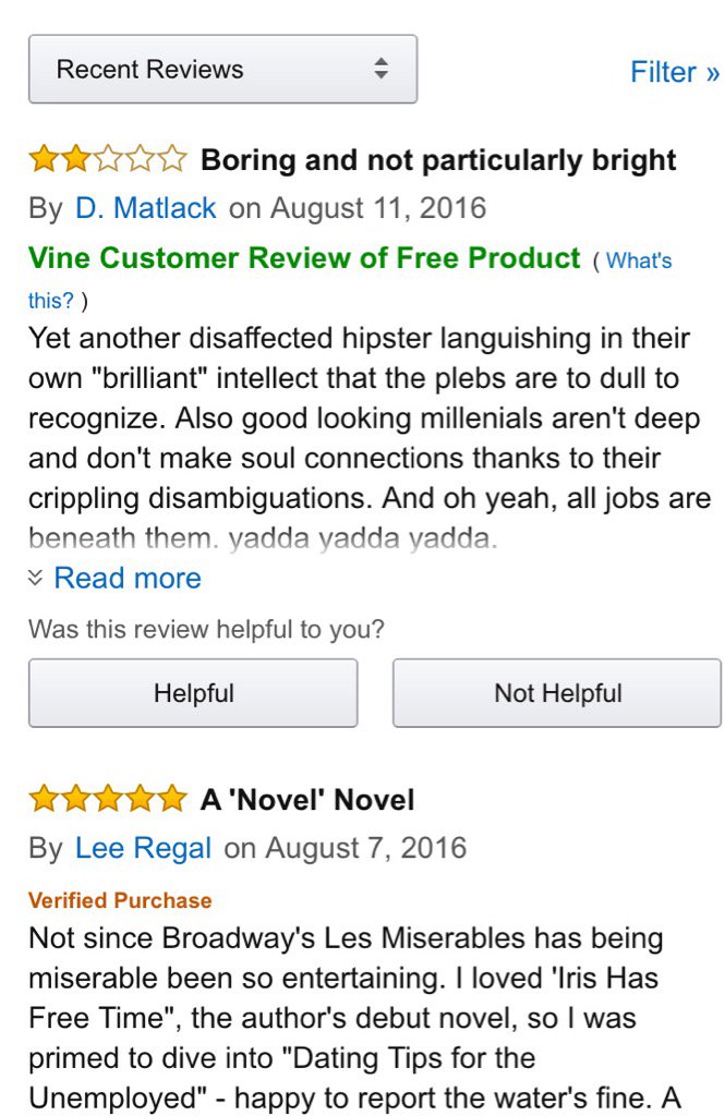 IrisSmyles's tweet photo. Not sure but I think this Amazon reviewer called me good looking! #DatingTipsfortheUnemployed https://t.co/7AC40Q2sj3