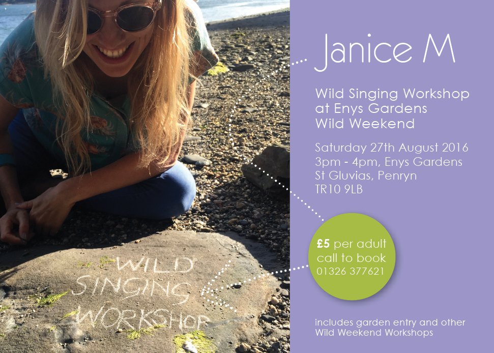 So excited about this! Come #sing #wild with me this Bank Hol Sat 27 Aug @EnysGardens #wildweekend #singingworkshop