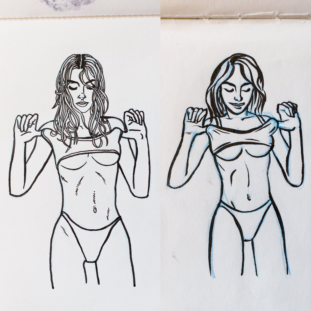 e3velasquez's tweet photo. I've drawn a few versions of this #sexy @StephMurone pic by @stephengarnett  Check out their other work. https://t.co/KkT00HYFZ8