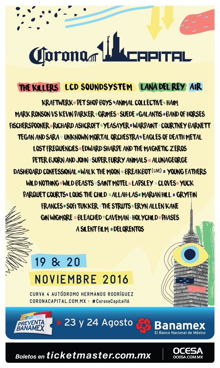 promocionCDMX's tweet photo. Preparen su coronita de flores, porque la #CapitalDeLaMúsica va a estallar con el #CoronaCapital16 en noviembre. https://t.co/54CHWYVxLh