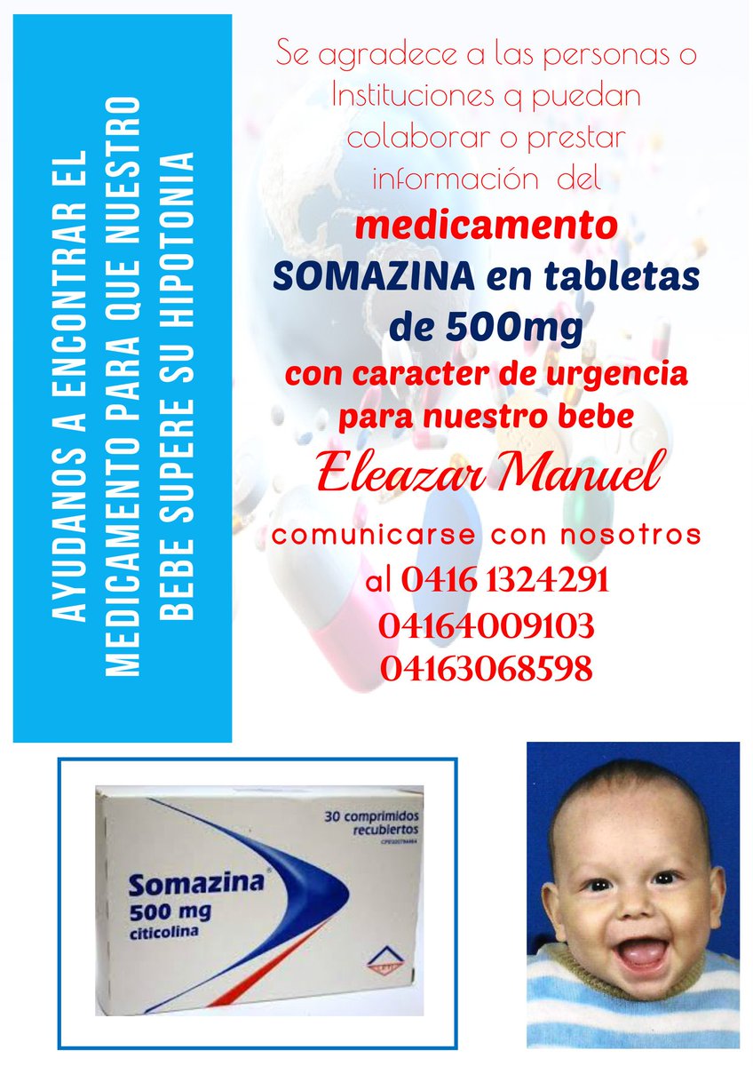 adriram8's tweet photo. @Soypinturera  se busca medicamento Somazina tab 500 mg para nuestro  bebe hipotinico  de 10 meses https://t.co/Sf1socxuiy