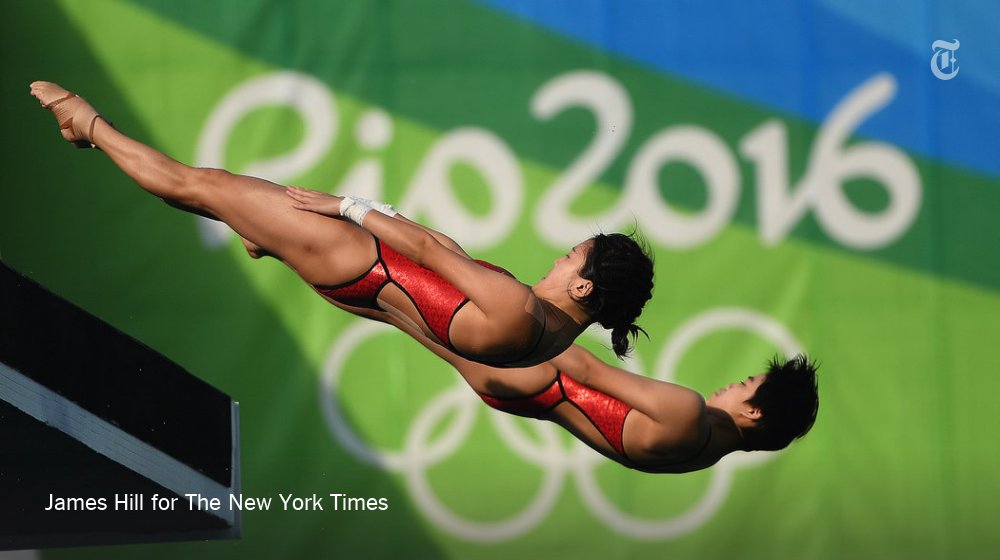 nytimes's tweet photo. What synchronized divers say to each other before the plunge https://t.co/Ci6Yoe8y41 https://t.co/ujdKdGfOJJ