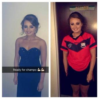 Independent_ie's tweet photo. Dedicated debutante plays GAA match looking glamorous before heading to ball https://t.co/vkj8nhPfTA https://t.co/8cWxbMkWs4