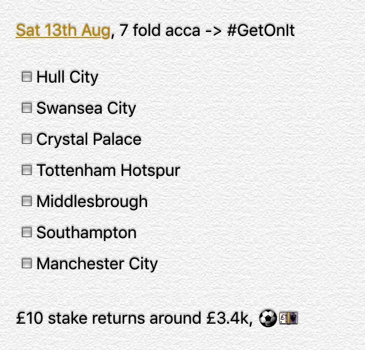BigMakzBetTips's tweet photo. Premier league acca, ⚽️💷🍀 #GetOnIt https://t.co/ipABaaXinc