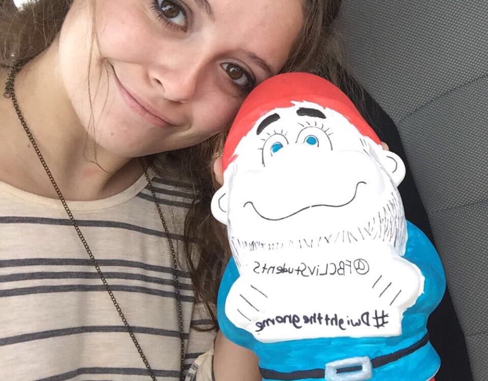 e_mcdonald15's tweet photo. Just chillin w my gnomie #igotgnomed #dwightthegnome @FBCLivStudents https://t.co/0BOGOBEVj5