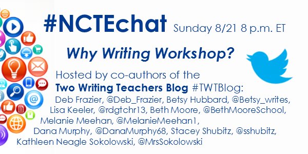 ncte's tweet photo. We're excited to kick off our 2016-2017 #NCTEchat series w/ @sshubitz &amp; the co-authors of #TWTBlog https://t.co/ZpbPijOl7S