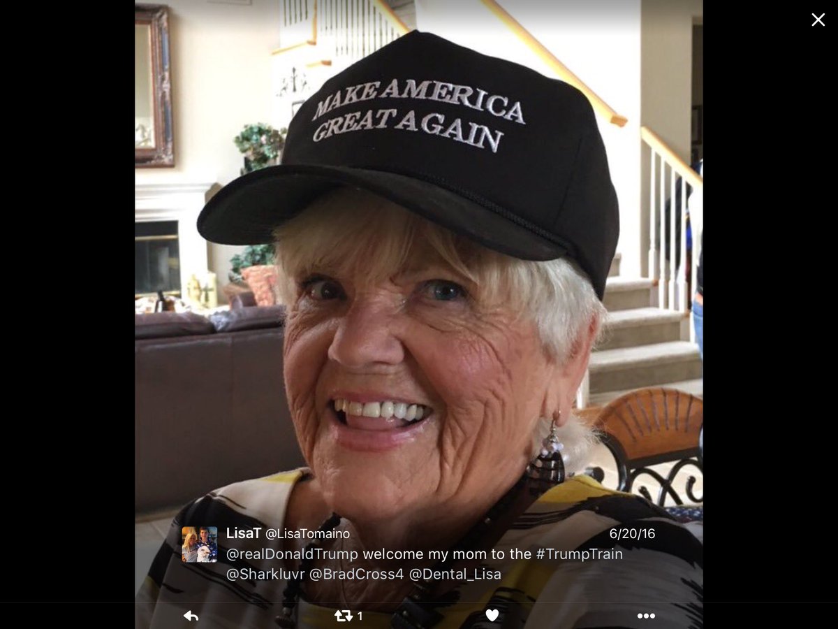 HelloGarbarge's tweet photo. @realDonaldTrump R 91yrold mom was on the #JetBlueflight,lost her #MAGA hat in the process.@mysteeeeee555 @Sharkluvr https://t.co/VaQfocvmfw