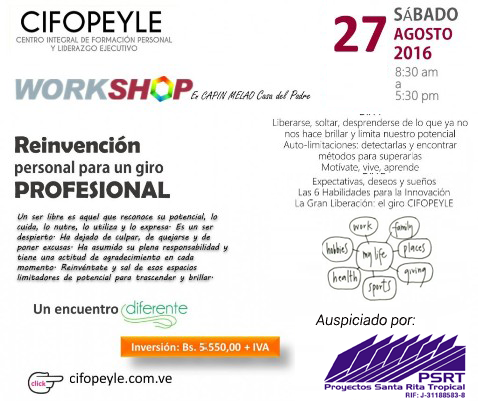 cifopeyle_sc's tweet photo. Este sábado #27Ago inicia #Workshop #reinvent2016 en #CIFOPEYLE con @JulioMaita en #CapínMelao https://t.co/P2B6VVpQfY