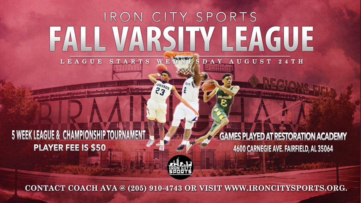 BAMAMIXTAPE's tweet photo. Iron City Sports Fall Varsity League
Contact info on flier. https://t.co/67rknig9nV