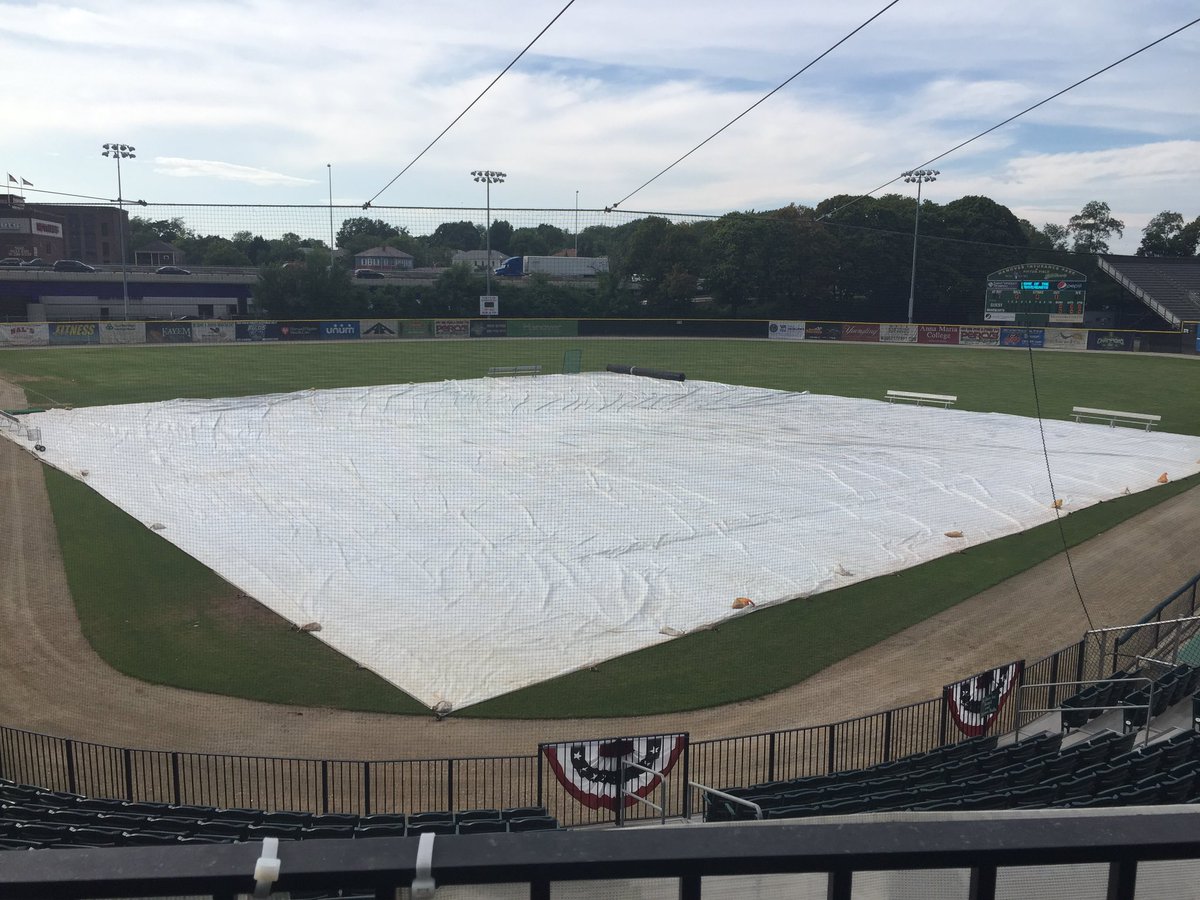 WooBallGameCall's tweet photo. Tarp is out not raining right now.  Should be good to go. #WooBall #Mission3Peat https://t.co/qg8mbbeYoV