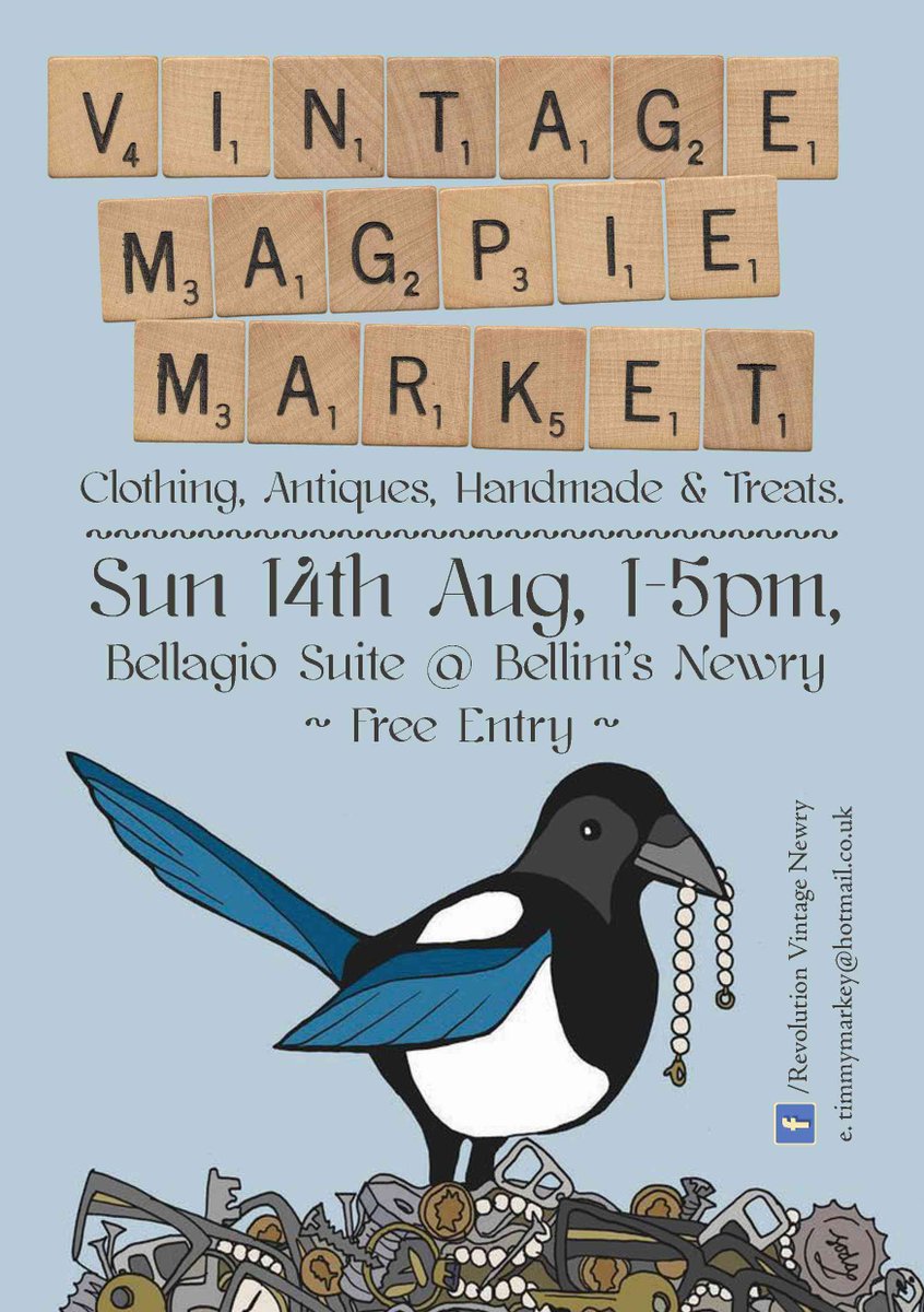 Don't forget the #vintage #magpiemarket takes place THIS Sunday in <a href="/bellinisnewry/">Bellinis Newry</a> Call down to check it out #newry