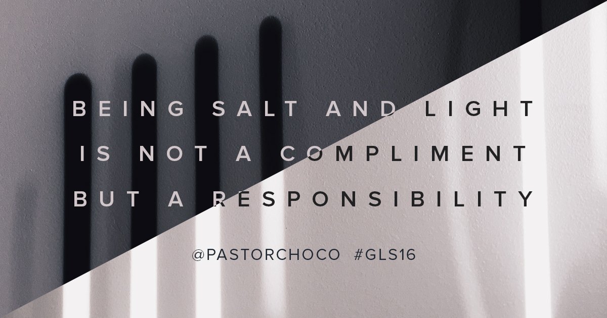 sundaysocialTV's tweet photo. “Being salt and light is not a compliment but a responsibility” - @PastorChoco  #GLS16 https://t.co/TA2Zhoad8B