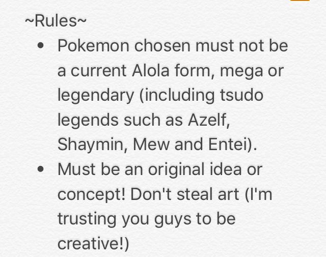 UchihaKate's tweet image. UchihaKate's Art Contest!
Must be following, enter at #AlolanArtFormsContest
Read the rules carefully!💕
Good luck!🍀