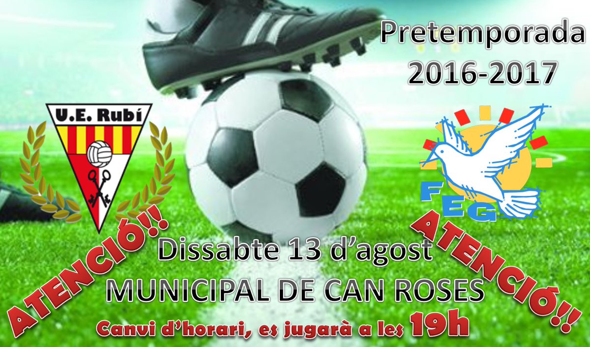 Comencem demà!! ATENCIÓ que hi ha canvi d'horari, jugem a les 19h al Municipal de Can Roses. <a href="/daniandreu4/">dani andreu</a> <a href="/UERubi/">Unió Esportiva Rubí</a>