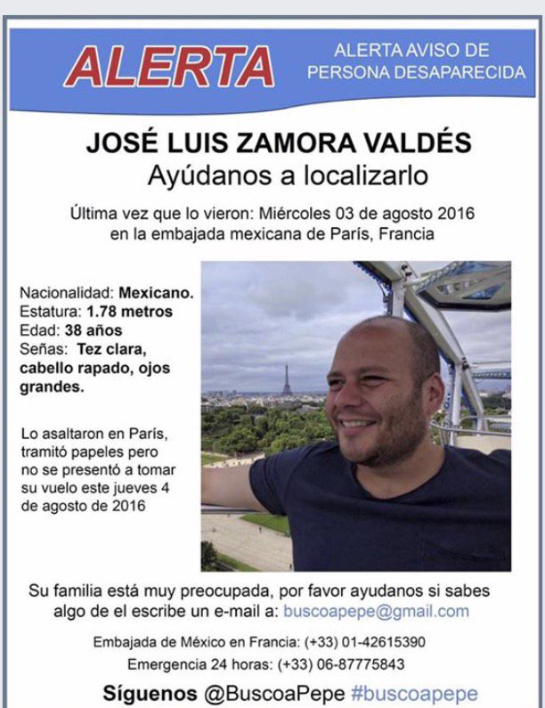 #Interpol lanza alerta amarilla por desaparición de académico #UV en #París ow.ly/b38A303c9fM <a href="/BuscoaPepe/">Busco a Pepe</a>