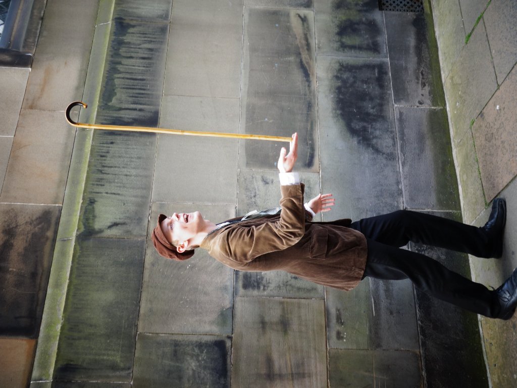 ReprintProds's tweet photo. Jim...finally climbing the walls at EdFringe2016 #therubyinthesmoke @ThePleasance photo credit- Jacqui James https://t.co/HZCwq5eYZj