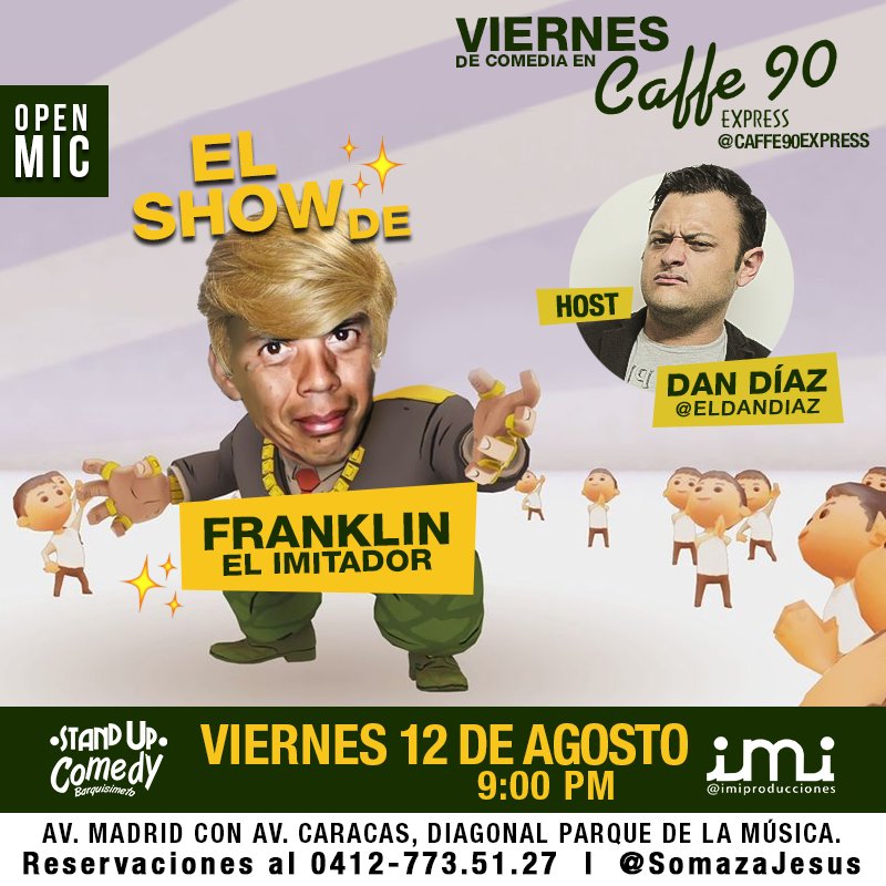 Caffe90Express's tweet image. Disfruta de nuestro #ViernesdeComedia con el stand up comedy de @franklinelimitador y @eldandiaz. Entrada libre. 9PM