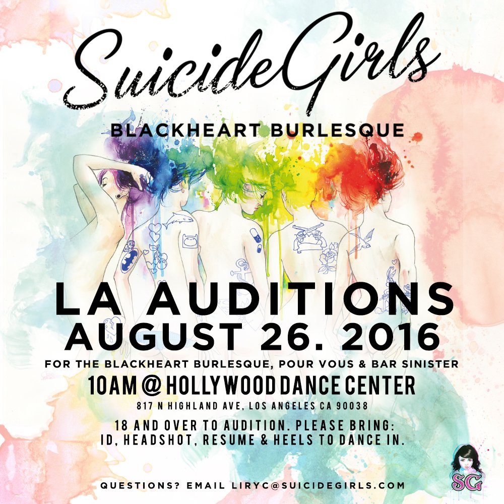 SuicideGirls's tweet photo. We're having @SGBlackheart auditions on August 26th! Do you think you have what it takes to join the squad? https://t.co/sIO0FUSNP8