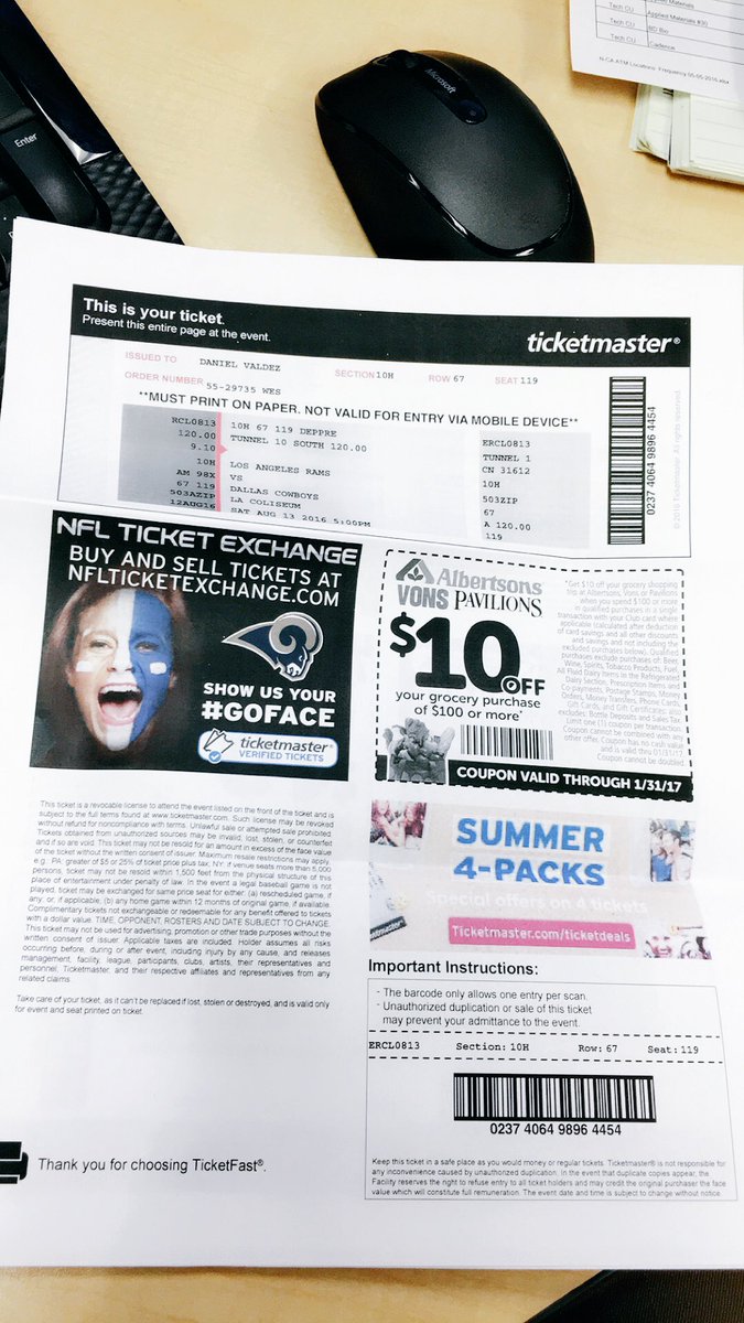 carlitos1887's tweet photo. Super Excited ๐ thanks Vince for joining me. #Section10H #Row67 #Seat119 @LARamNation https://t.co/SiBqZFkhuR