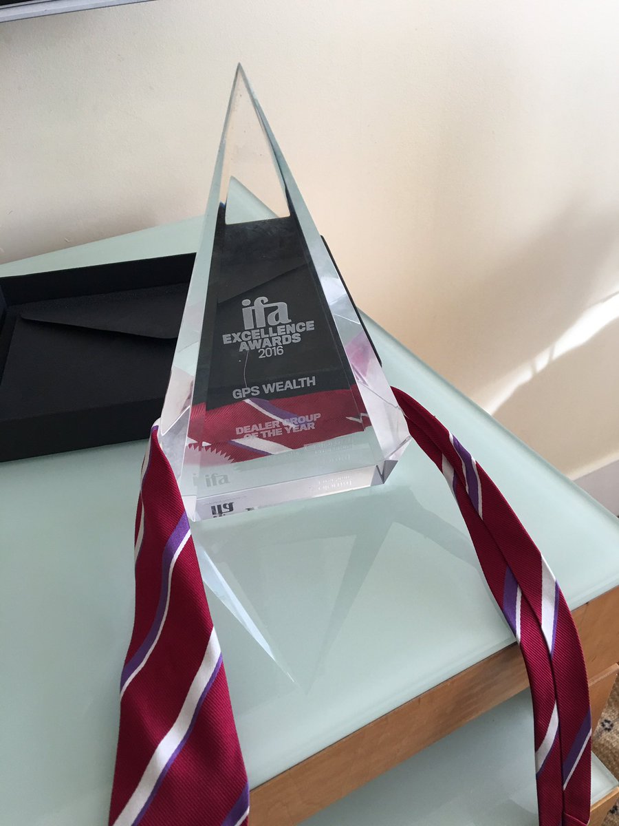 evans_grahame's tweet photo. The trophy is a little shabby this morning. Late night. @GPSWealth #ifaawards #dealergroupofyear https://t.co/4wk1i7nMHd