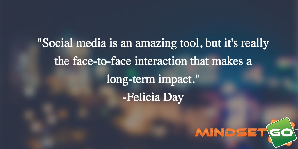 Well said, <a href="/feliciaday/">Felicia Day🇺🇸</a>! #MindsetGo is resurrecting face-to-face communication in our student generation!