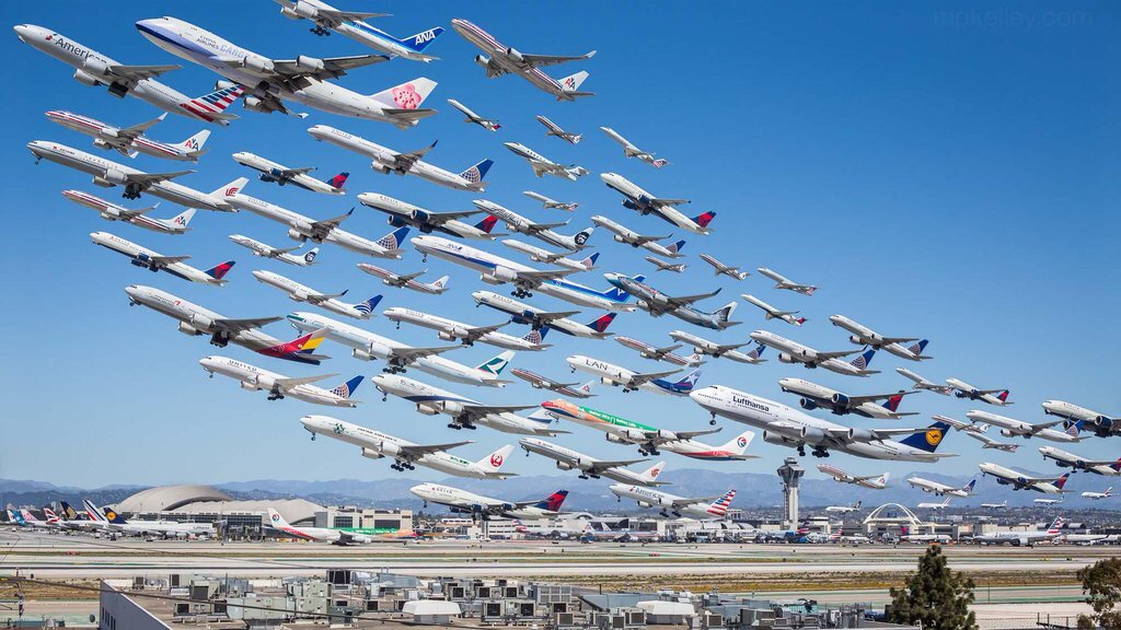 This is what LAX photographed over an 8 hour period from the same spot looks like.