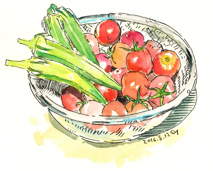 昨日大家さんから夏野菜を貰いました。という日記。平和。家庭菜園の野菜ってものすごくでかいやつがたまに居るのが面白いです。 