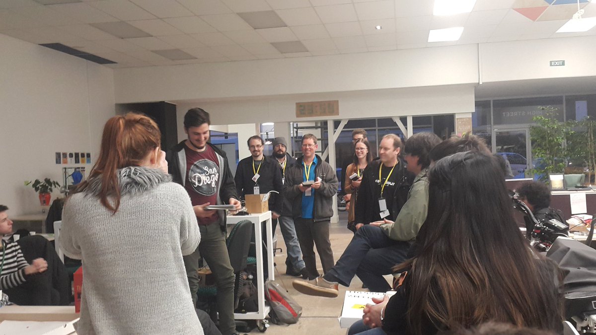 summeroftech's tweet photo. Big congradulations to Team Restore and AirCafe for taking out the top 2 prizes! #IoTHackfest @Umajin https://t.co/v86YiqKC0I