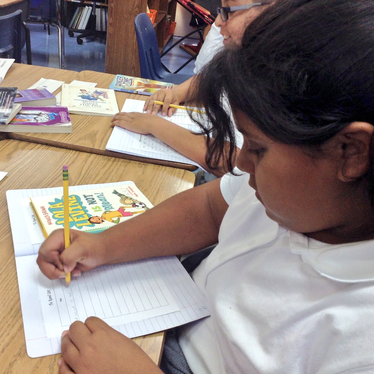 Room was buzzing w/reading joy during our genre study today. Our To-Read lists are growing! TY <a href="/donalynbooks/">Donalyn Miller</a>! #tcrwp
