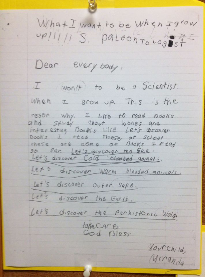 SustainFHSU's tweet photo. #FHSU  THIS from Miranda-  #FHSUstudent who indeed grew up to be a #paleontologist !  #science #DREAMS #geology https://t.co/yin5lqpwwA