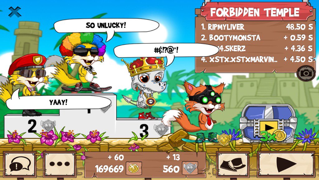 Golddigger_FR2's tweet photo. I just beat a golden fox! #funrun2 #BOOTYMONSTA #SKERZ #xstxmarvinx1st https://t.co/9Jzo4paJ6C