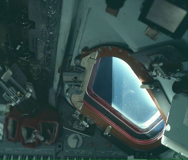 NatBengio's tweet photo. Capsule windows from #ApolloVII ... Sunrise or sunset? #Space #Nasa https://t.co/L5muOKiO93