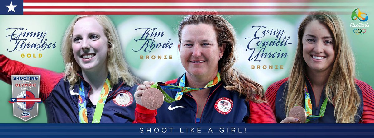 USAShooting's tweet photo. America, these are the faces of the Shooting Sports in 2016 & they've stood tall in Rio. Go ahead #ShootLikeAGirl! https://t.co/OhrwjZyzL2