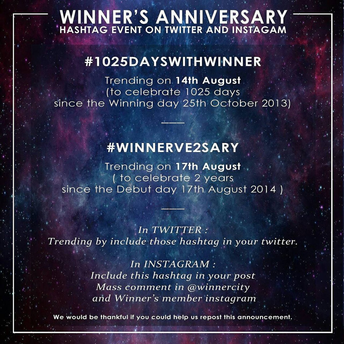 votingcircle's tweet photo. โฉEVENTโฉ Mad? Emotional? Need some healing? Join us in celebrating all things WINNER starting Aug 14th ๐ #TEAMWINNER https://t.co/uxvFwPbwH9