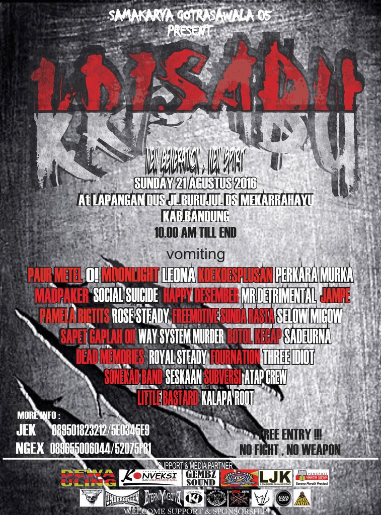 FULL slot . see u on 21 agustus At lapangan jl burujul bandung
thx for endorse @Custom_project