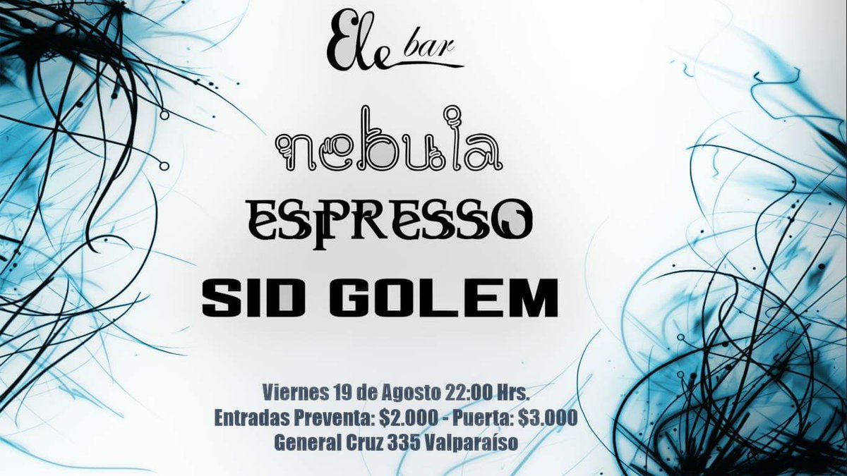 El próximo viernes en <a href="/elebarvalpo/">Ele bar</a> tremendo concierto junto a Nebula y Expresso preventa a $2000 Apoya el Rock!