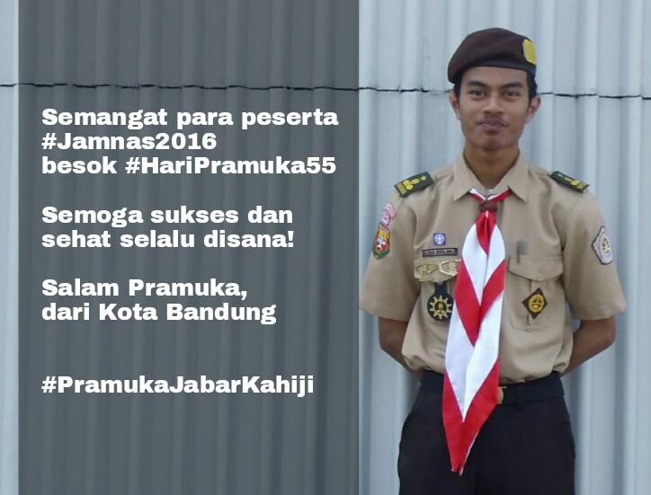 Salam pramuka. #Jamnas2016 #HariPramuka55 #PramukaJabarKahiji  <a href="/kwarnas/">Joulette</a> <a href="/PramukaJabar/">Pramuka Jawa Barat</a> <a href="/KotaPramuka/">Bandung Kota Pramuka</a> <a href="/dkrbubat_bdg/">DKR Buahbatu</a>